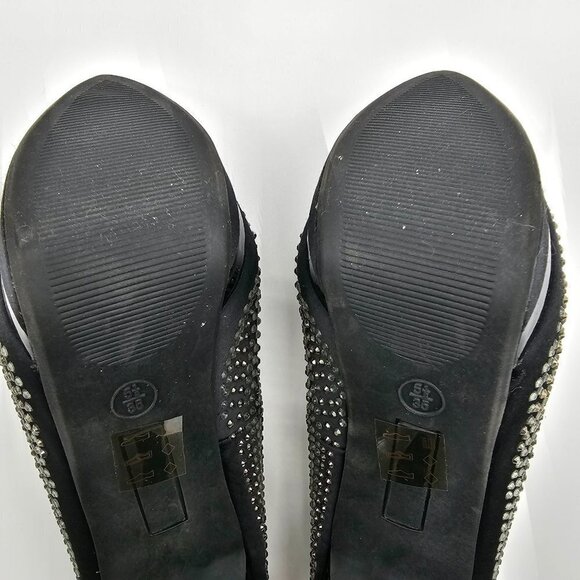 Le Chateau Women's Black Peep-Toe High Heels with rhinestones, Size 5.5, - Picture 6 of 10